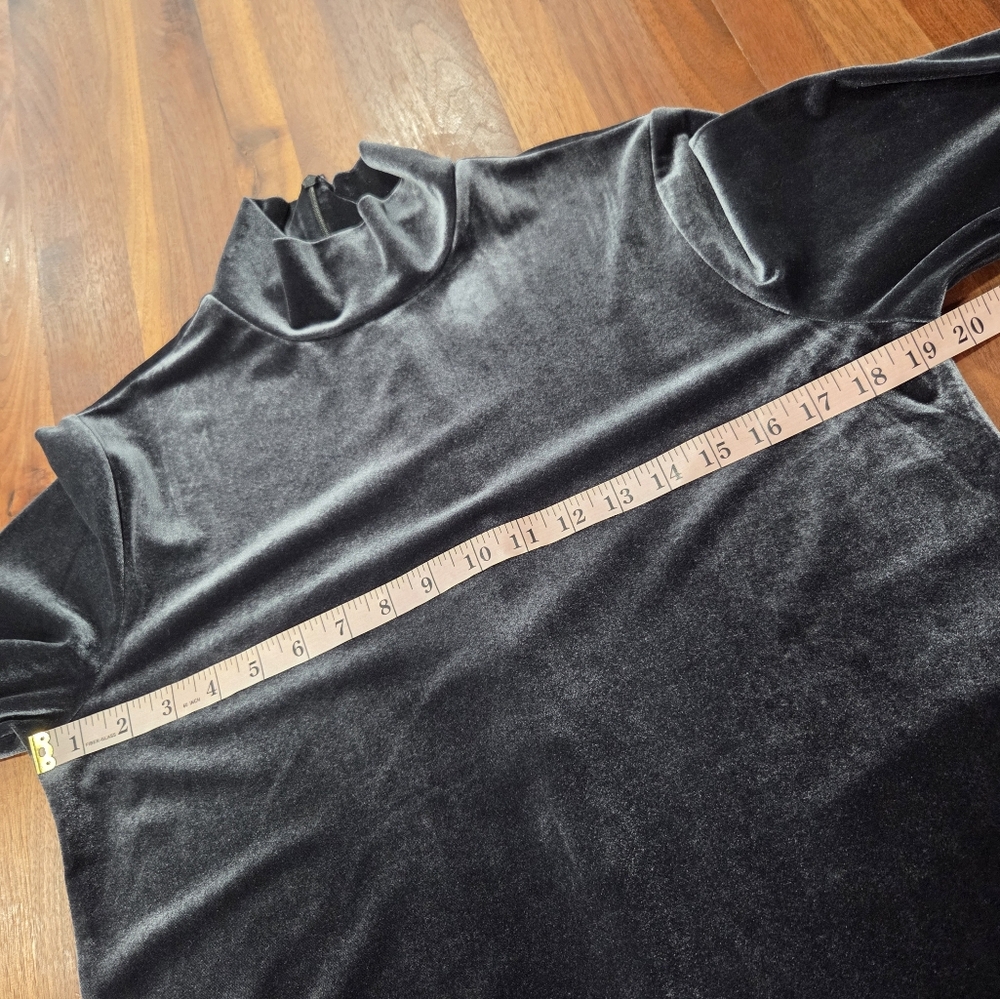 Lands' End Gray/Silver Velvet Velour TUrtleneck Pockets Dress Size Medium 10- 12 - Picture 7 of 9